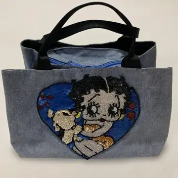 베티 붑스 베티짱 비즈 스팽글 자수 미니 토트백