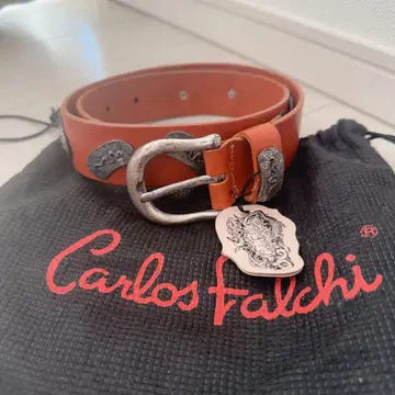 새상품급 Carlos Falchi leather belt 벨트 브라운