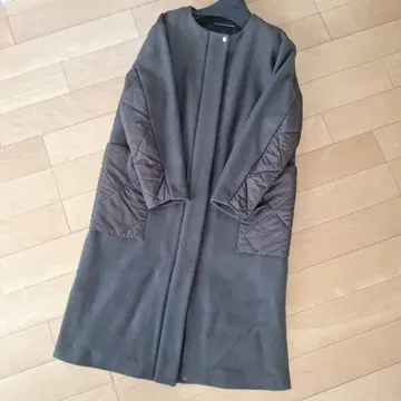 QTUME/쿠튀르 울 x 퀼팅 롱 코트 38/M 사이즈