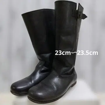 블랙 가죽 롱 부츠 버클 포함