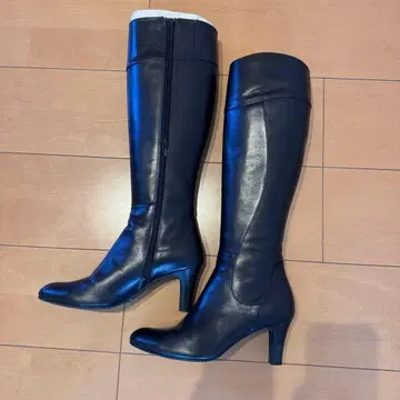 Pitti 천연 가죽 롱 부츠 22.5cm EE 힐 5cm 고품질