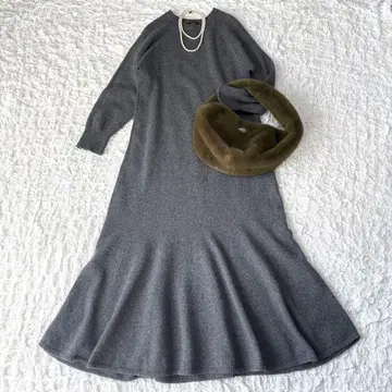 저널 스탠다드 트라페즈 원피스 니트 롱 그레이