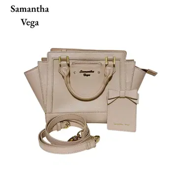 사만사 베가 2WAY 핸드백 숄더백 가죽 핑크 베이지