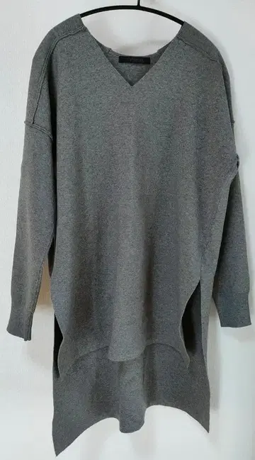 여성용 니트 시니컬 cynical 롱 그레이 V넥 스웨터