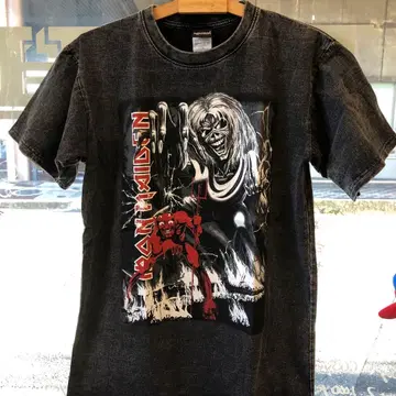 아이언 메이든 L 밴딩 티셔츠 락 티셔츠 블랙