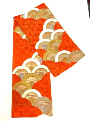오렌지 물결 무늬 후쿠로 오비