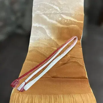 오렌지 계열 크레이프 원단 오비 장식 천 세트