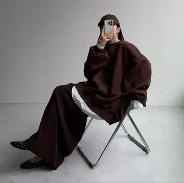 wee9s 플리츠 스커트 롱 사이즈 브라운