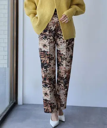 ELFRANK 플라워 프린트 캐주얼 팬츠