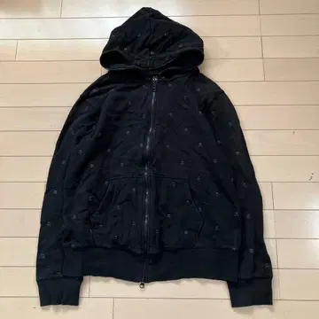 12.8 BEAMS 빔즈 집업 후드티 블랙 해골 자수 L