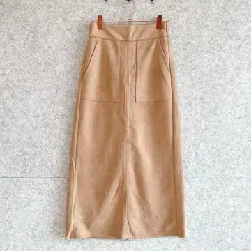 새상품급 [ 엘렌카레듀에 ] 페이크 스웨이드 롱 타이트 스커트 (F)