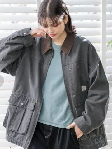 니코앤드 빈티지 배색 워크 자켓 차콜