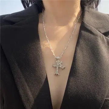[ 새상품 ] 크로스 목걸이 실버 다이아 포함 여성용 남성용