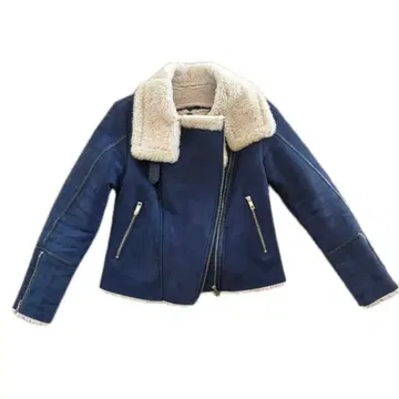 무스탕 코트 블루