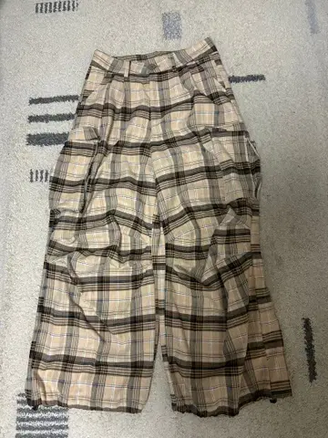 Luvcode 체크 와이드 카고 팬츠