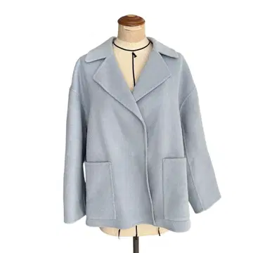 23AW 보르지 프리미엄 울 리버 오픈 카라 숏코트 블루