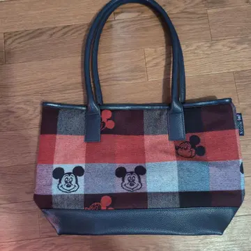 미키마우스 체크 무늬 토트백