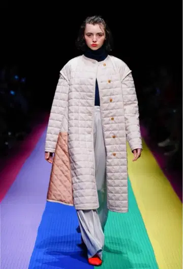 tiittokyo 바이컬러 퀼팅 코트