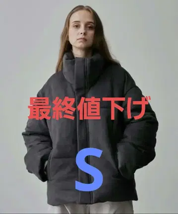 [ CLEL ] 볼륨 하이넥 숏 패딩 자켓 S 차콜 그레이