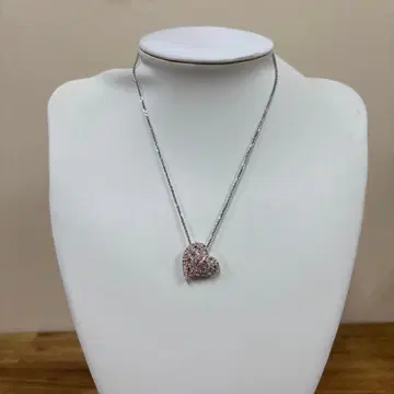 스와로브스키 하트형 핑크 스톤 목걸이