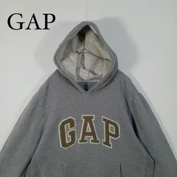 GAP 그레이 후드티 로고 자수 M 풀오버