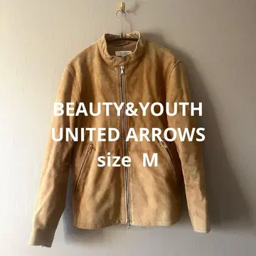BEAUTY&YOUTH 천연 가죽 스웨이드 자켓 남성용 M 카멜