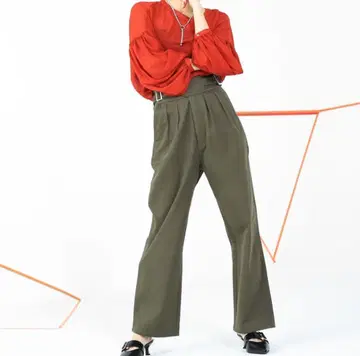 [ 면 100% ] 지나시스 카키 밀리터리 그루카 와이드 배기 팬츠