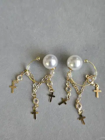 사토식 림프 케어 뷰티 커프 십자가 골드 스톤 체인