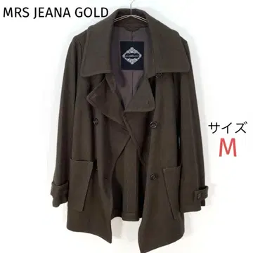 MRS JEANA GOLD 피 코트 더블 버튼 저지 소재 미들 기장