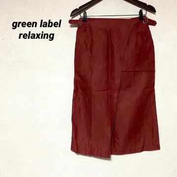3541T 그린 라벨 랩스커트 빨간색 계열 미디 기장 벨트 무릎 기장 M