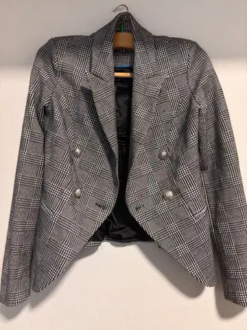 GUESS 체크 무늬 더블 브레스트 자켓