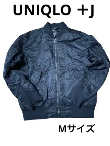 유니클로 +J 하이브리드 다운 오버사이즈 MA-1 블루종 블랙 M