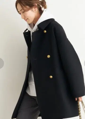 FRAMeWORK Super 100 더블 크로스 P 코트 Black