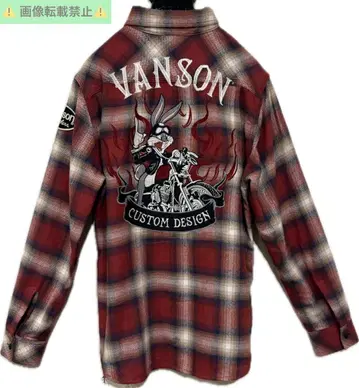 *VANSON x 루니 툰즈 자수 와펜 체크 플란넬 셔츠 M