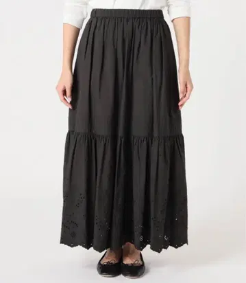 스픽 앤 스팬 자수 레이스 스커트 블랙 36