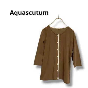 [ 아쿠아 스큐텀 ] 상의 티셔츠 가디건 5부 소매 버튼 브라운