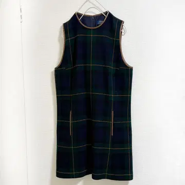 폴로 랄프로렌 원피스 타탄 체크 울 소가죽