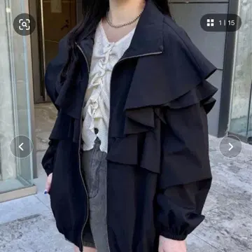 새상품 kastane 프릴 나일론 블루종