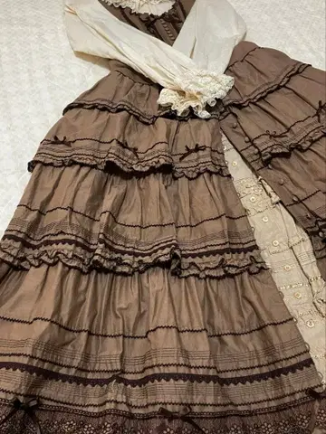 PINK HOUSE 레이스와 피코 프릴의 단단 오버롤 스커트 원피스