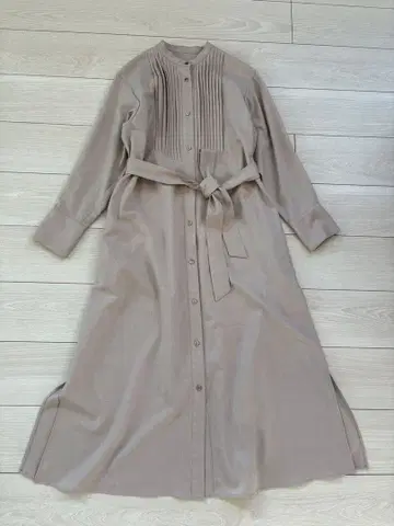 23구 울 스트레치 트윌 핀턱 원피스 베이지 38