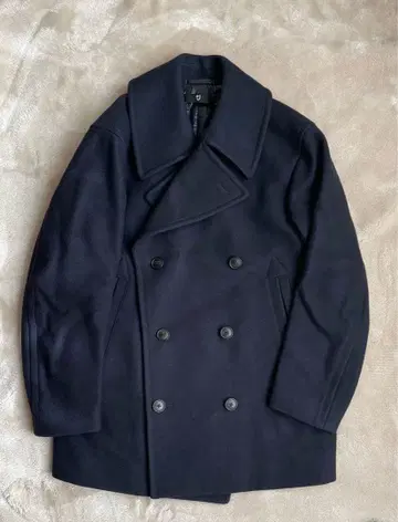 유니클로 +J 울 블렌드 오버사이즈 피 코트 네이비 S 사이즈