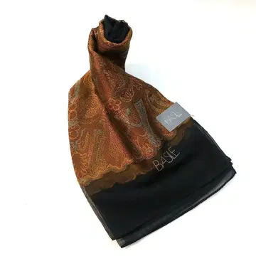 [레어 새상품] MIRANO BASILE 실크 스카프 블랙&골드