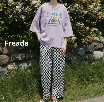 [ 새상품 ] Freada 체크 새틴 이지 팬츠 화이트 블랙 F