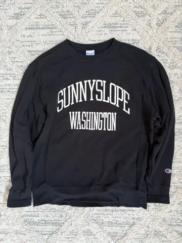 챔피온 블랙 맨투맨 칼리지 프린트 챔피온 L