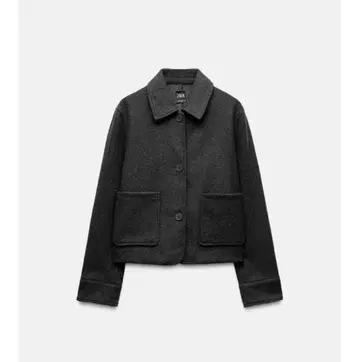 ZARA 울 혼방 다크 그레이 숏코트 자켓