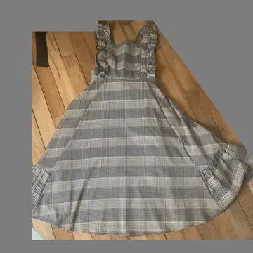 A'n MILLE 체크 에이프런 원피스 프릴 리본