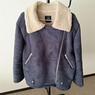 chuu Black 무스탕 코트 네이비