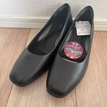 아쿠아 레이디 플레인 펌프스 23.5cm A8040 블랙 천연 가죽 4E