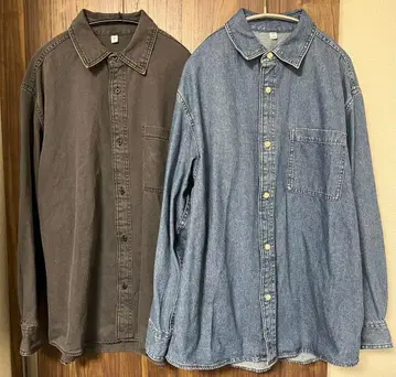 GU 데님 오버사이즈 셔츠 L 사이즈 66 BLUE 07GLAY