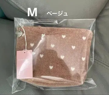러브러리 하트 보트형 파우치 M 베이지 택 포함 새상품